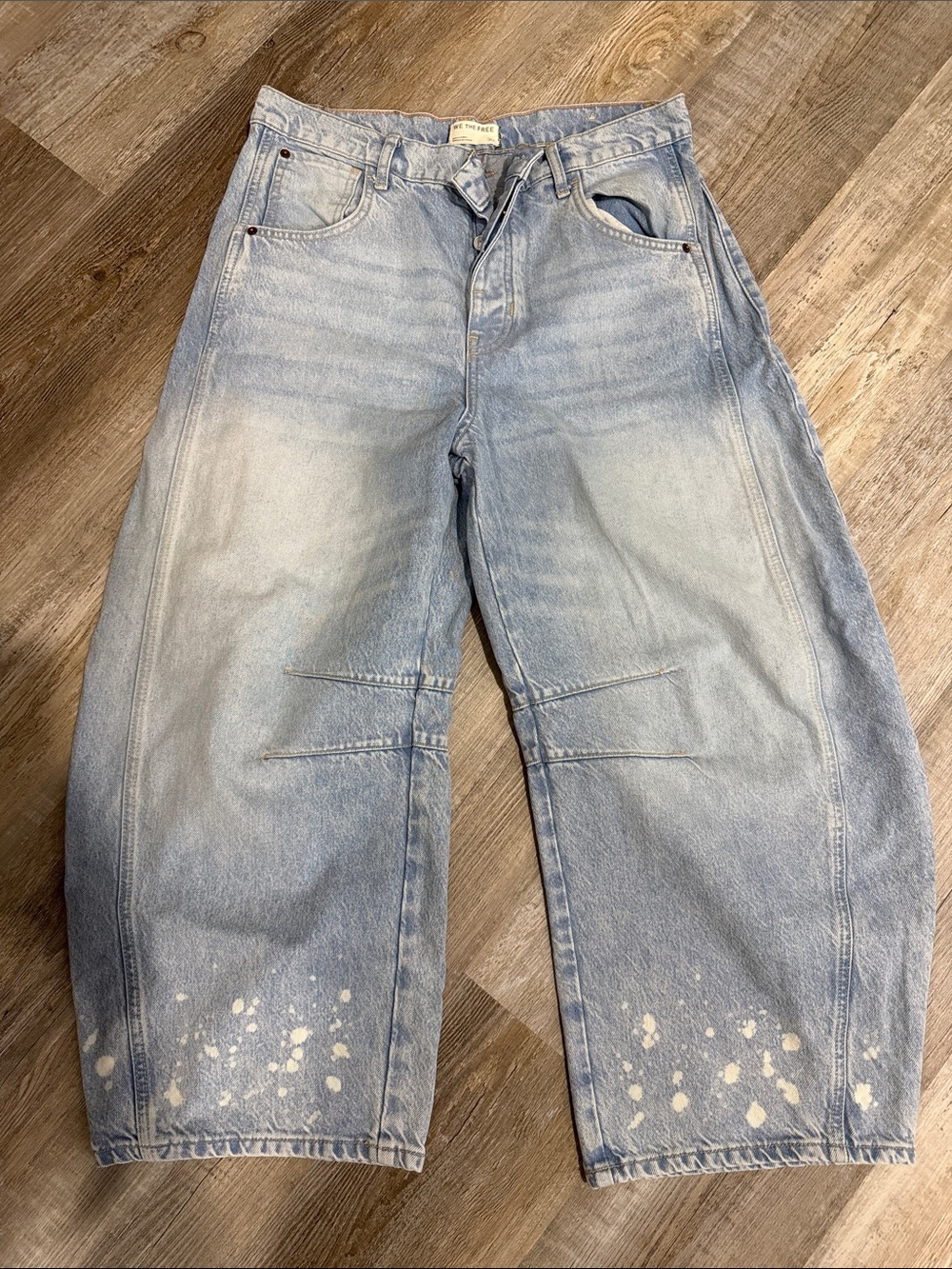 We The Free Light Wash Jeans with Paint-Splatter Detail
